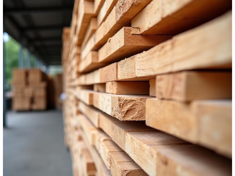 Een stapel goed gestapeld, duurzaam geproduceerd hout met het FSC-keurmerk of soortgelijke certificering.