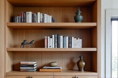 Ingebouwde boekenkast van eikenhout